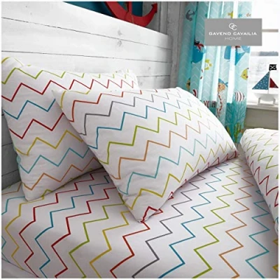 Image of GC GAVENO CAVAILIA Easycare Kids Rotary Bed Set with Duvet Cover Sheet, Polycotton, Under the Sea SS, 1 Fitted Bedsheet and Matching Pillow Case
