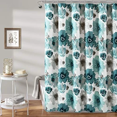 Image of Leah Shower Curtain Blue Single 72X72