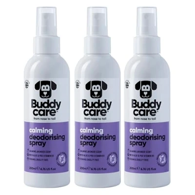 Image of Buddycare Dog Deodorising Spray for Dogs With Aloe Vera and Pro Vitamin B5 (Calming Lavender, 200ml x3)