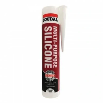 Image of Soudal Trade Construction Silicone Sealant Mold Resistant Sanitary Acetoxy 290ml Multi Purpose Fungicide (Black)