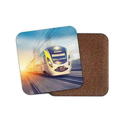 Image of 1 x Modern Train Cork Backed Drinks Coaster Trains Railway Spotter #8419