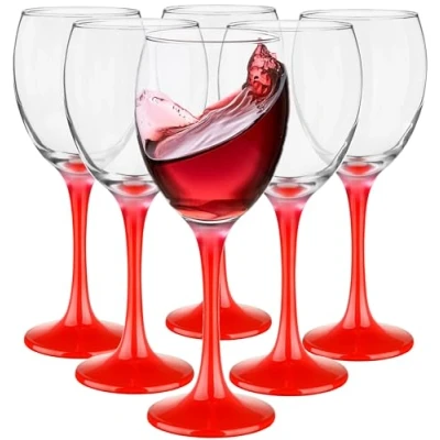 Image of Glasmark Krosno Wine Glass Red Glasses Set for White Goblet Dishwasher Safe Black Varnished 6 x 300 ml