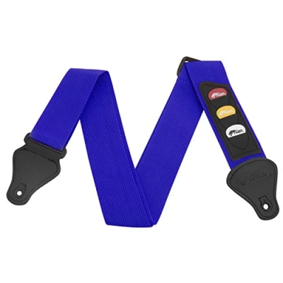 Image of TIGER STP4 BL Guitar Strap with Plectrum Holders Blue