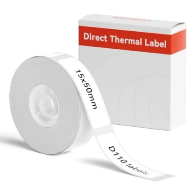 Image of NIIMBOT Thermal Labels 0.59&quot; x 1.97&quot; (15 * 50mm) Printer Sticker Paper with Self Adhesive for D11/D110/D101/H1S,1 Roll of 130