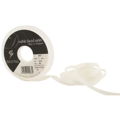Image of Berisfords Double Satin Ribbon, Bridal White, 20 m