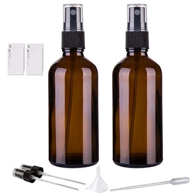 Image of Amber Glass Spray Bottles for Essential Oils, 4oz Empty Small Fine Mist Bottle 2 Pack