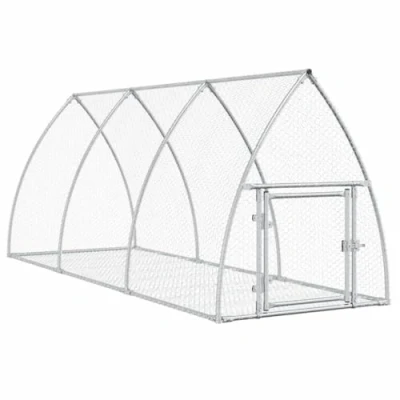 Image of vidaXL Rabbit Hutch Outdoor Galvanized Steel Pet Cage 300x105x120 cm, Secure &amp; Ventilated Enclosure for Rabbits, Chickens