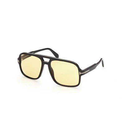 Image of Tom Ford FALCONER 02 FT0884 SHINY BLACK/BROWN YELLOW 60/18/140 unisex Sunglasses