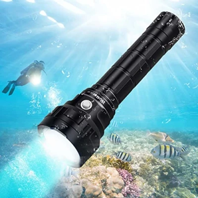 Image of Wurkkos DL40 Diving Flashlight, Bright Max 5000 Lumen Scuba Dive Light with 4 LH351D LED, IPX8 Waterproof Submarine Flashlight Underwater 492ft, High 90CRI Rechargeable Torch for Depth Cave