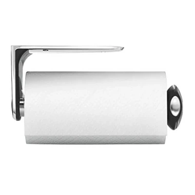 Image of simplehuman KT1086 Quick Load Wall Mounted Kitchen Roll Holder, Suitable for Under Cupboard Cabinet, Easy One Sheet Tear, to Install(Fits Rolls Measuring 22 23cm), Brushed Stainless Steel