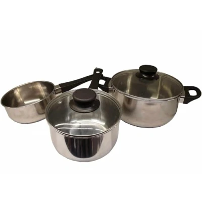 Image of Ikea Annons 5 Piece Saucepan Set with Glass Lid Induction Stainless Steel