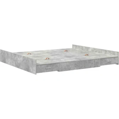 Image of vidaXL Storage Bed Frame with Drawer Headboard Concrete grey 200 x cm