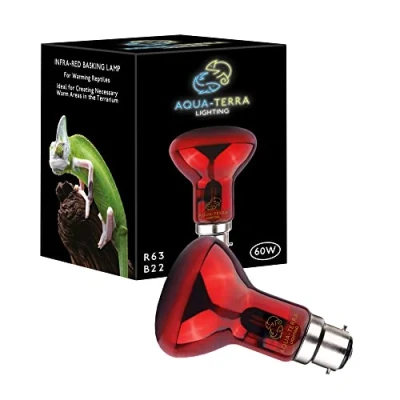 Image of Aqua Terra Lighting 60w Infrared Basking Heat Lamp for Reptiles, Amphibians and Invertebrates R63 Spotlight Bulb with B22 Standard Bayonet Base Suitable Vivarium Heating
