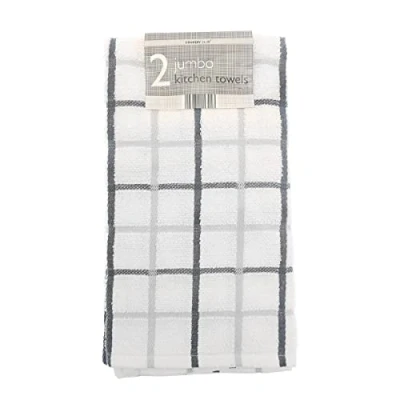 Image of COUNTRY CLUB Jumbo Grey Set of 2 Tea Towels, cotton, Various, Standard