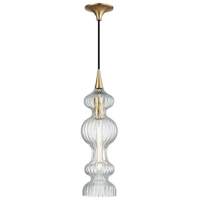 Image of Pomfret 1 Light Pendant With Clear Glass Brass,