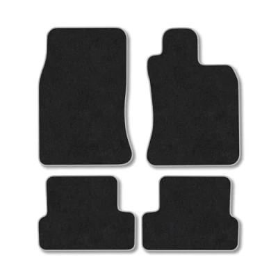 Image of Car Mats Compatible with Mini Cooper (2002 2006) [R50/R53] Tailored Fit Grey Trimmed Carpet Floor Mat Set Accessory Black Custom Fitted 4 Pieces Clips Anti Slip Backing &amp; Trim Edging