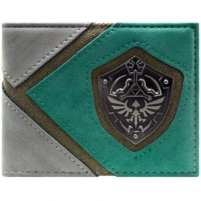 Image of Zelda Twilight Princess Link Hylian Shield Stance Wallet Bi Fold ID &amp; Card Holder, Green