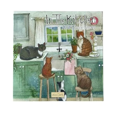 Image of ALEX CLARK Cats in the Kitchen Jigsaw puzzle 1000 piece cat lover gift games and puzzles animals for adults kids aged 12 up