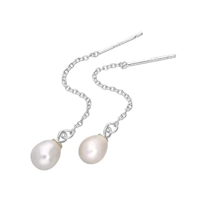 Image of Sterling Silver &amp; 6mm Freshwater Pearl Pull Through Earrings