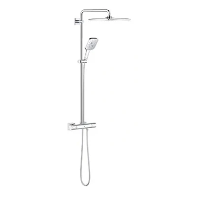 Image of GROHE Rainshower 310 Smartactive Cube Shower System with Thermostat. Chrome Finish, Wall Mounted, Water Saving. Made in Germany. 26652000