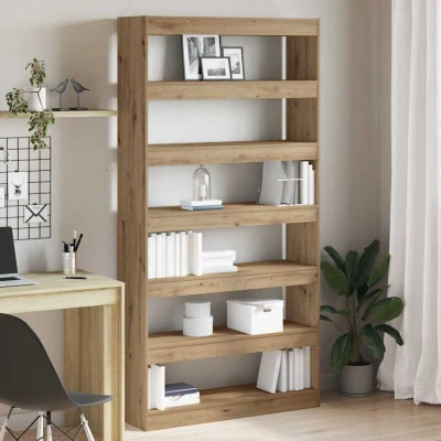 Image of vidaXL Bookcase Artisan oak Solid wood 100 x 30 198 cm Bookshelves
