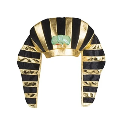 Image of Boland Egyptian Pharaoh Hat, Tutankhamun Fancy Dress Accessory, Headwear, Party, Carnival, Halloween, Black and Gold, One Size (One Size)