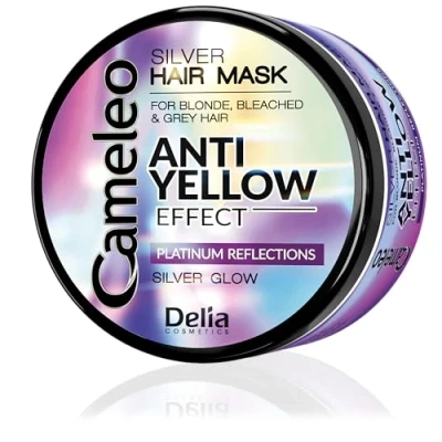 Image of Cameleo Silver Toning Mask No Yellow Effect Purple Treatment &amp; Colour Protect for Blonde, Grey, White Hair Platinum Tones UV Parabens 200ml