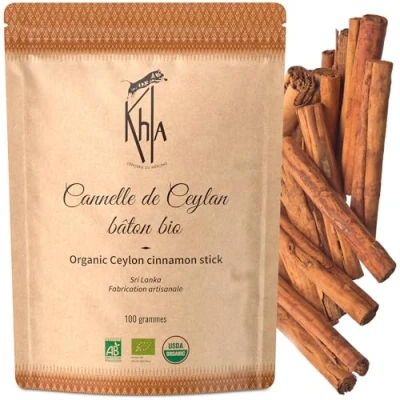 Image of Khla Organic Ceylon Cinnamon Sticks 100g Premium Whole Sri Lankan Cooking &amp; Baking Ingredient Asian Spice Christmas Recipes, Rolls Origin Lanka