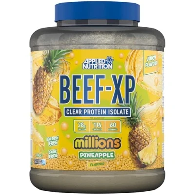 Image of Applied Nutrition Beef XP Clear Hydrolysed Protein Isolate, Fruit Juice Style, Dairy Free Powder, Lactose Free, Zero Sugar, Low Fat, 1.8kg 60 Servings (Pineapple Millions)