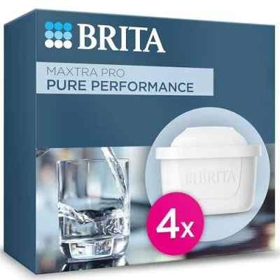 Image of BRITA MAXTRA PRO All in 1 Water Filter Cartridge 4 Pack (New) Original Refill reducing impurities, Chlorine, PFAS, pesticides and limescale for tap with Better Taste