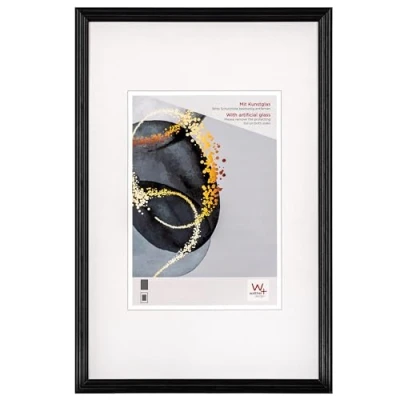 Image of walther design Select HSX318B Picture Frame, Wooden Frame with Art Glass, 13 x 18 cm, Black