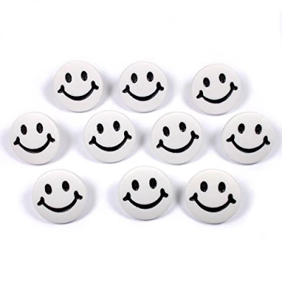 Image of Smiley Face Round Buttons 15mm Wide Pack of 10 (White)