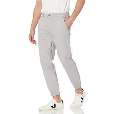 Image of Amazon Essentials Men&#039;s Straight Fit Chino Jogger Trousers, Light Grey, L