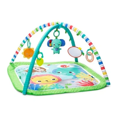 Image of Bright Starts Wild Wiggles Baby Activity Gym &amp; Play Mat with Taggies, Newborn and up Green, 18.5x29.1x29.1 Inch