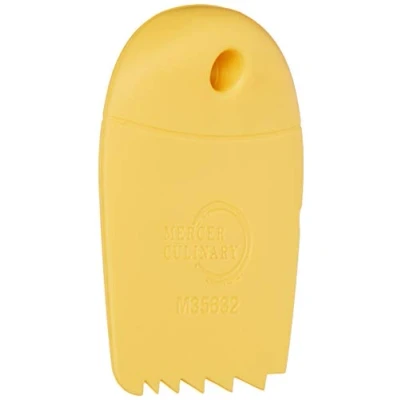 Image of Mercer Culinary Silicone Plating Wedge Graduated Saw Tooth, Stainless Steel, Yellow, 1.9 x 8.2 24.2 cm
