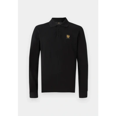 Image of Belstaff Long Sleeved Mens Essentials Polo Black Size 2XL