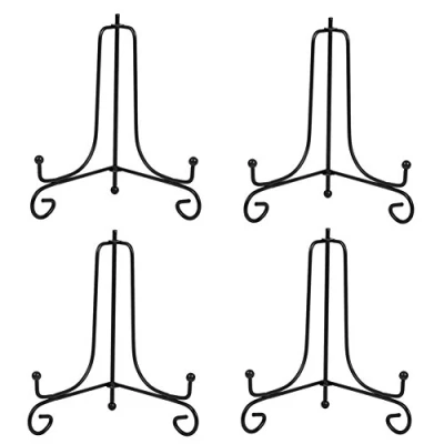 Image of (4 pack)6&quot;Iron Display Stand, Black Iron Easel Plate Photo Holder Displays Picture Frames, Cookbooks, Decorative Plates, Tablets and Art