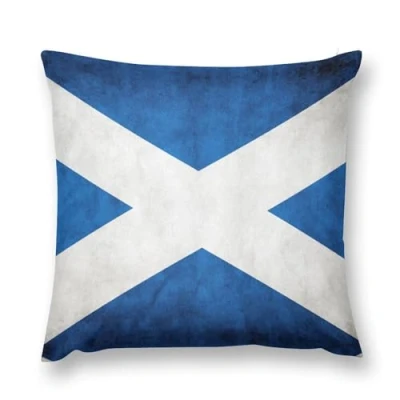 Image of Short Plush Cushion Cover 45cm x 45cm, Concealed Zipper, Scottish Flag Pillow Case for Living Room, Bedroom, Sofa