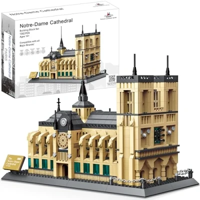 Image of APOSTROPHE Games Notre Dame Cathedral Building Block Set (1382 Pieces) Paris&#039;s Famous Landmark Series Model for Kids and Adults