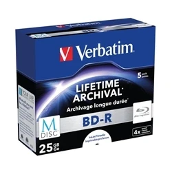 Image of Verbatim M Disc Blu ray BD R 25 GB 4x Printable Jewel Case (5 Pack)