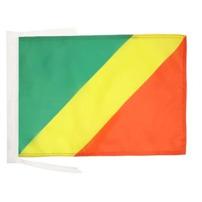 Image of AZ Flag Republic of the Congo 18&#039;&#039; x 12&#039;&#039; 100% Polyester Congolese Small Banner with Two Cords Fade Resistant Vivid Colors 18x12 in 45x30 Cm