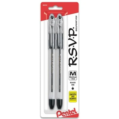 Image of Pentel R.S.V.P. Medium Ballpoint Pens 2/Pkg Black