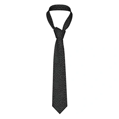 Image of ANGYANG Necktie Seamless Black Leopard Print Men&#039;s Tie Skinny for Boys Printed Novelty Funny Weddings Dances Party