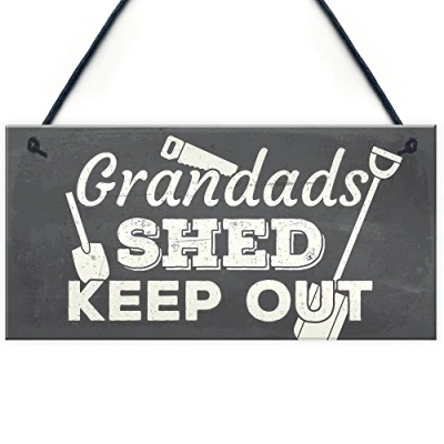 Image of RED OCEAN Grandads Shed Workshop Garage Hanging Garden Plaque Gifts For Grandad Dad Fathers Day