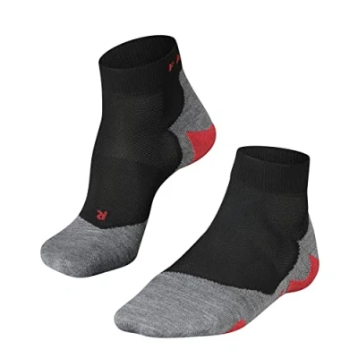 Image of FALKE Men&#039;s RU5 Race Short M SSO Functional Yarn Anti Blister 1 Pair Running Socks, Black (Black Mix 3010), 5.5 7.5