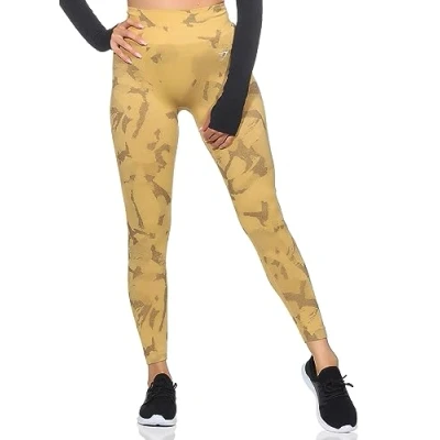 Image of GYMSHARK Women&#039;s Adapt Camo Seamless Leggings, Tights, Savanna Yellow, S