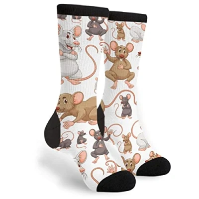 Image of QQIAEJIA Socks Cartoon Rats Men Women Funny Novelty Crew Tube Casual Sports Work Classic Ankle Custom Pet Gifts