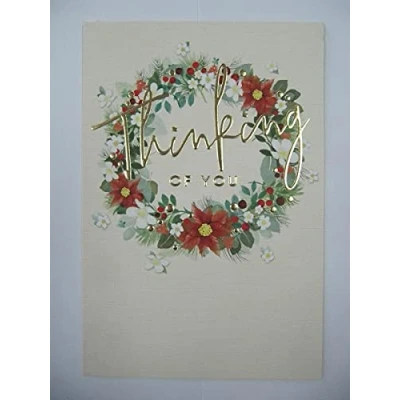 Image of Words and Wishes WONDERFUL COLOURFUL THINKING OF YOU CHRISTMAS GREETING CARD