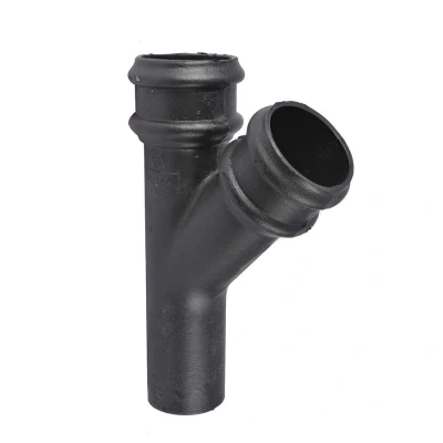 Image of Saint Gobain Classical Cast Iron Downpipe 135dg Branch 75mm Black Pam Building Products