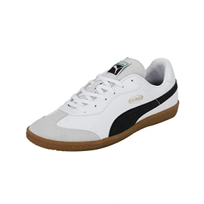 Image of Puma KING 21 IT Indoor football boots, Men&#039;s, Size: 5, White/black leather and imitation